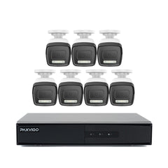 ESK510 | 8-Channel PoE Security System with 7 Bullet Cameras, 3K 3072x1728@20 fps, Color & Infrared Night Vision, ONVIF Supported, AI Person & Vehicle Detection, Microphone, IP67, H.265+