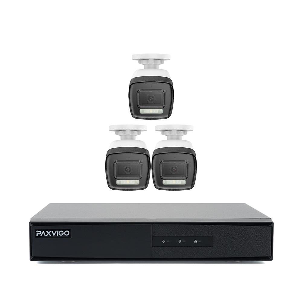 ESK510 | 8-Channel PoE Security System with 3 Bullet Cameras, 3K 3072x1728@20 fps, Color & Infrared Night Vision, ONVIF Supported, AI Person & Vehicle Detection, Microphone, IP67, H.265+